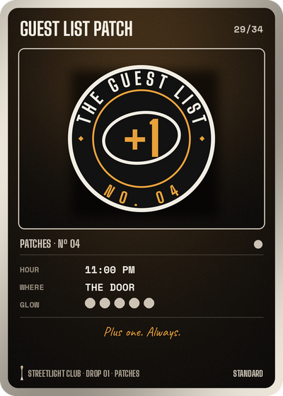 Card Nº 29: GUEST LIST PATCH, PATCH