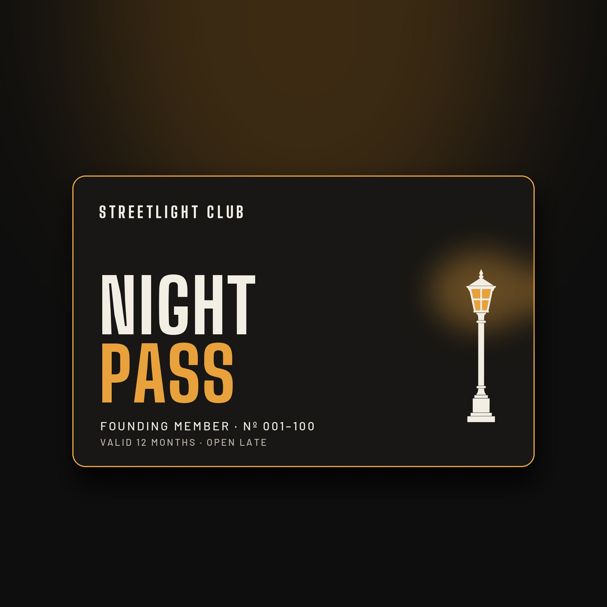 Night Pass Founding Member card